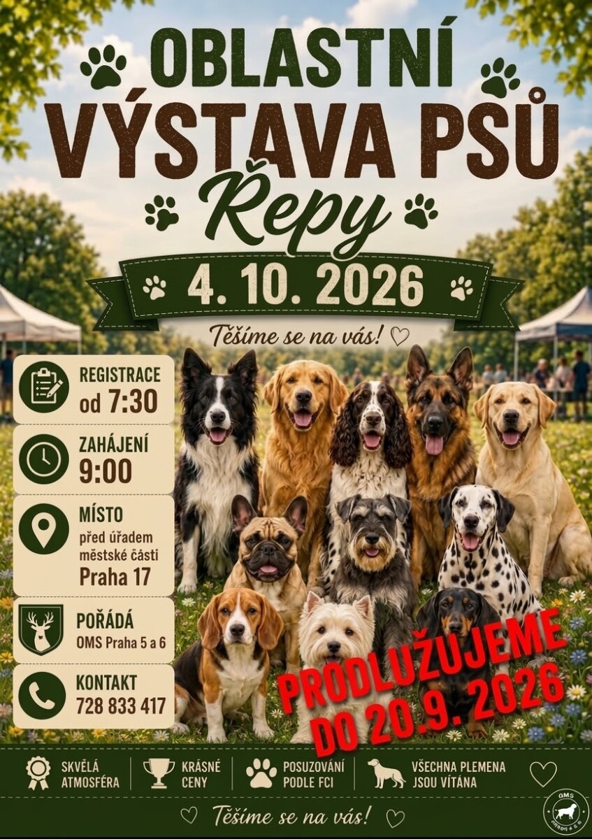 XXIV. OBLASTNÍ VÝSTAVA PSŮ VŠECH PLEMEN ŘÍJEN 2026
